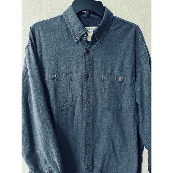 Duluth Trading Co Flannel Shirt Men’s Sz L Blue Button Up Long Sleeve Utility - Picture 2 of 10